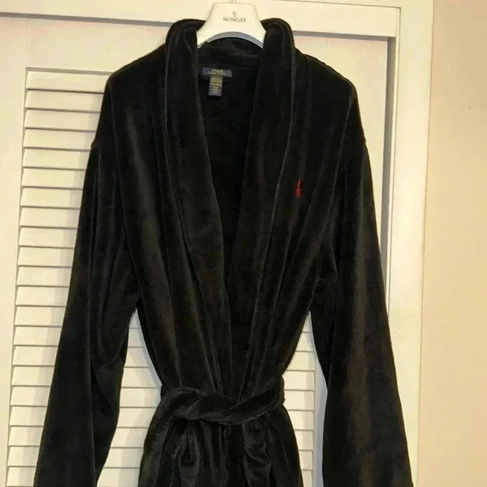 Polo Ralph Lauren men’s black bath/shower/lounge robe sleep wear luxury SM